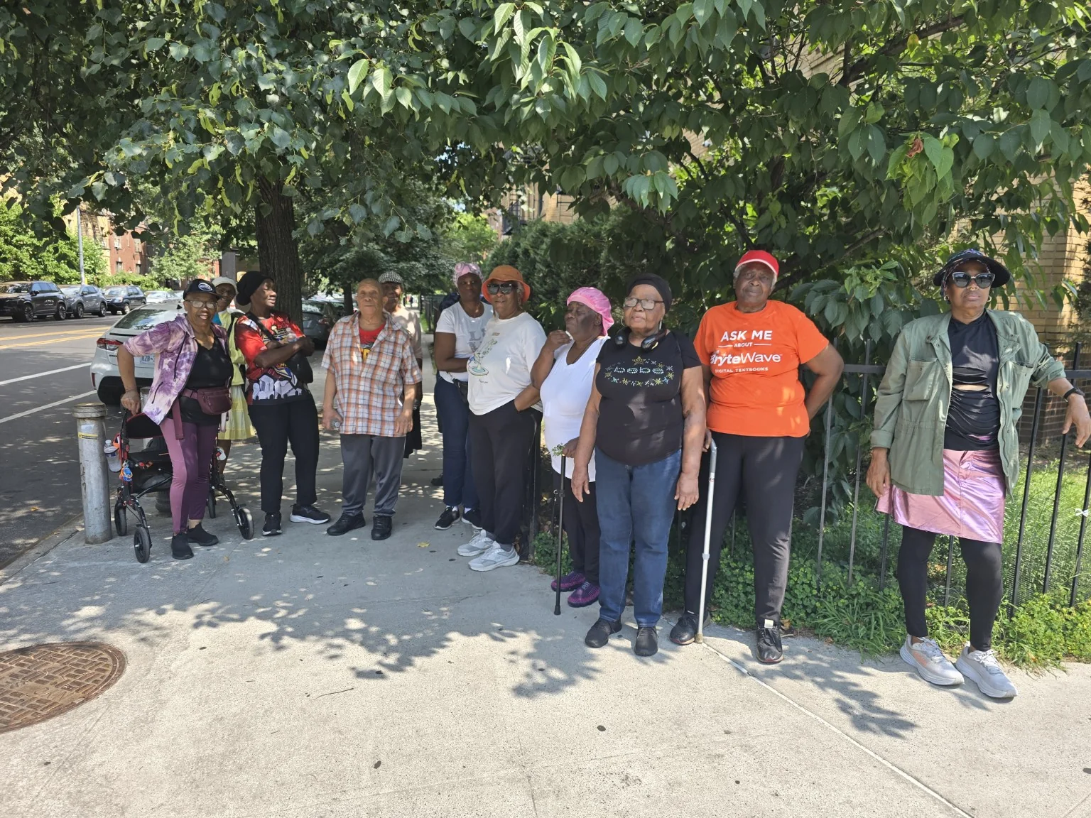 Members of the Friday walking community gathered outdoors